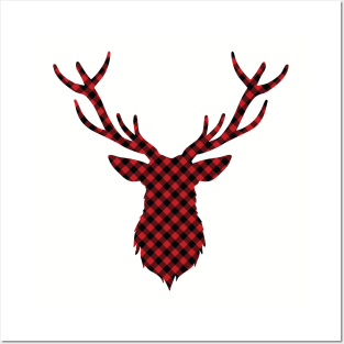 Plaid Deer Head Posters and Art